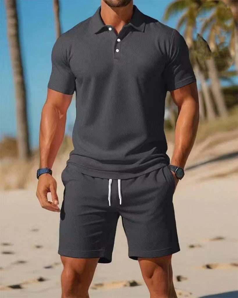 Casual sports solid color two-piece set