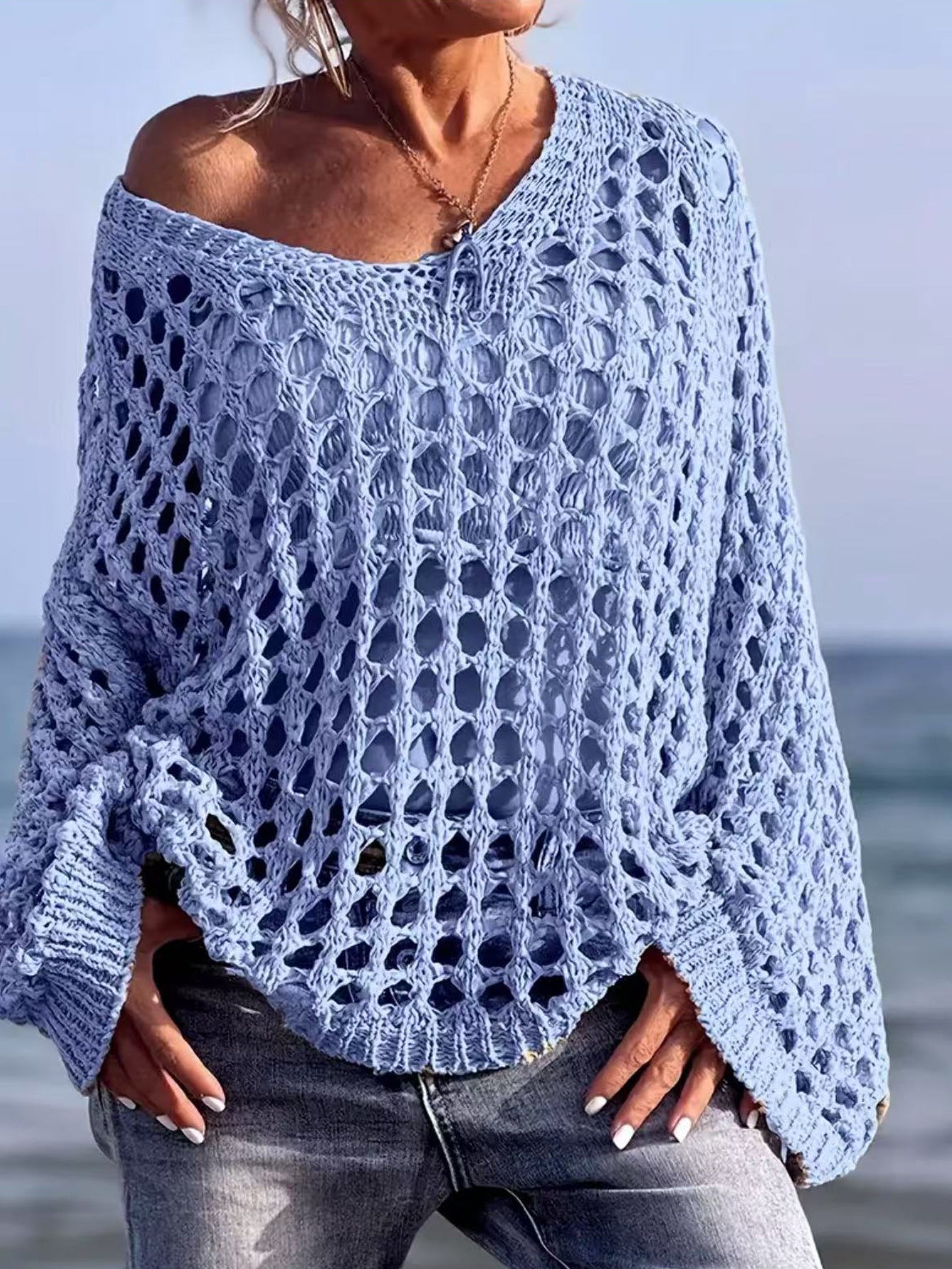 Sexy openwork knitted vacation knitwear