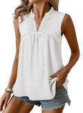 Lace Casual Sleeveless Swiss Polka Dot Top
