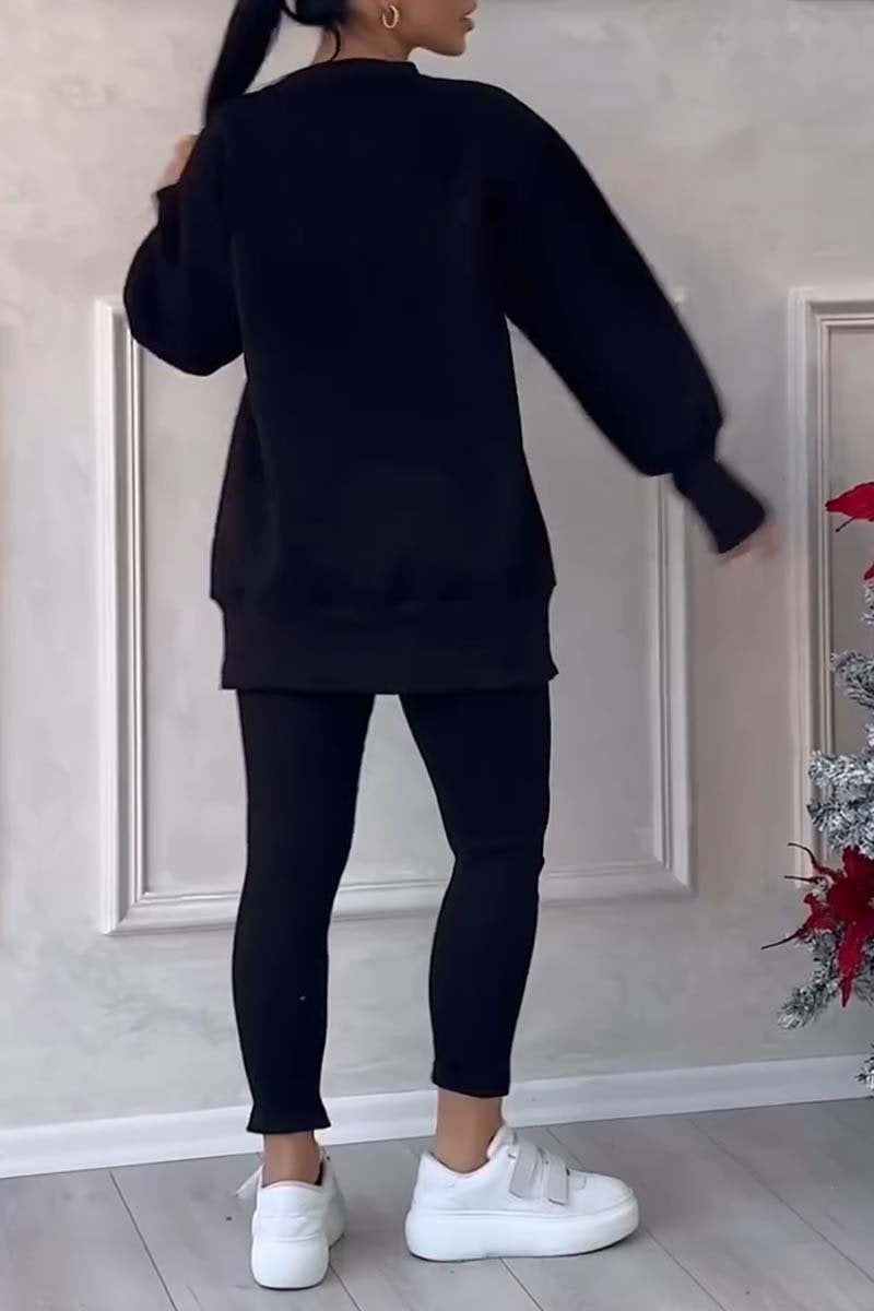 Long-sleeved sweatshirt and leggings set