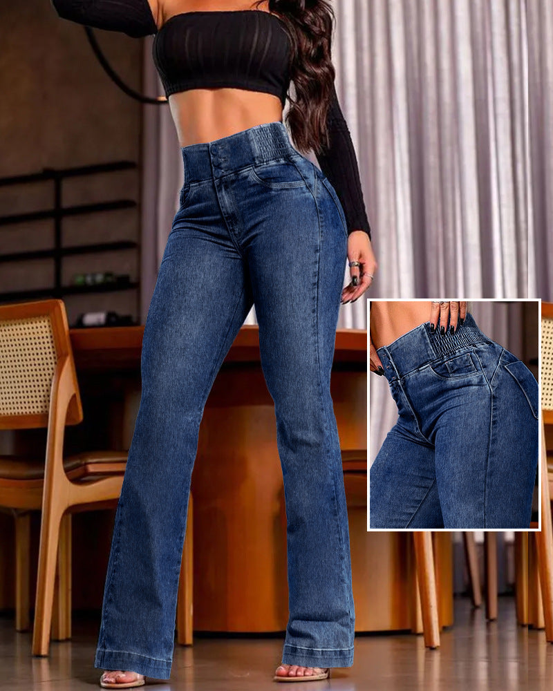 High-waisted flared jeans