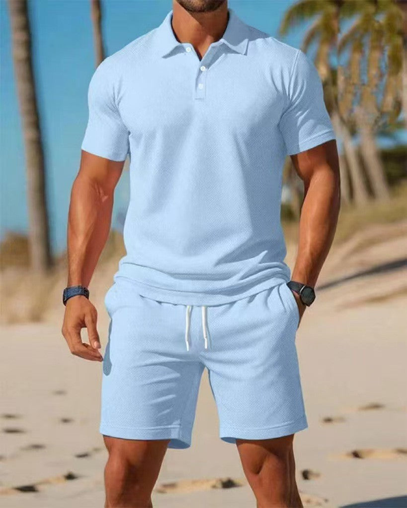 Casual sports solid color two-piece set