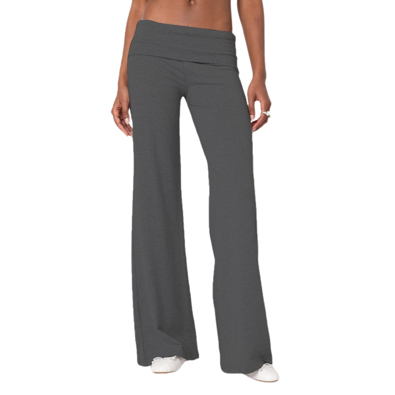 Casual solid color slim fit trousers