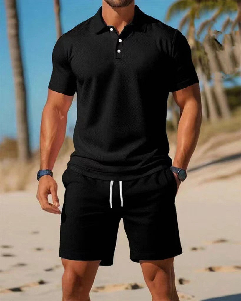 Casual sports solid color two-piece set