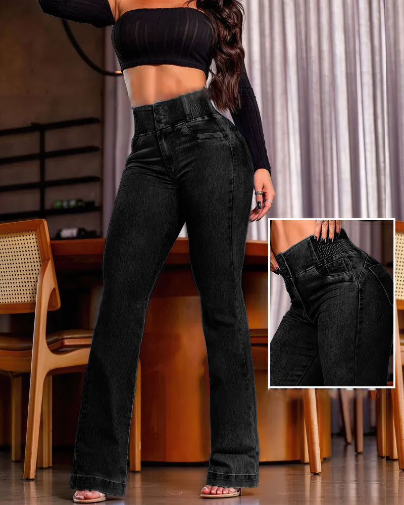 High-waisted flared jeans