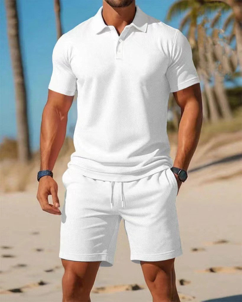 Casual sports solid color two-piece set