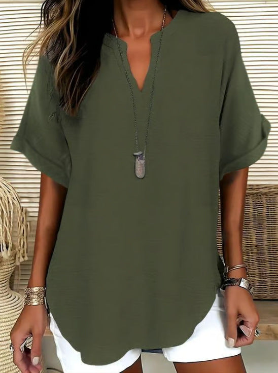 Fashion V-neck short sleeves