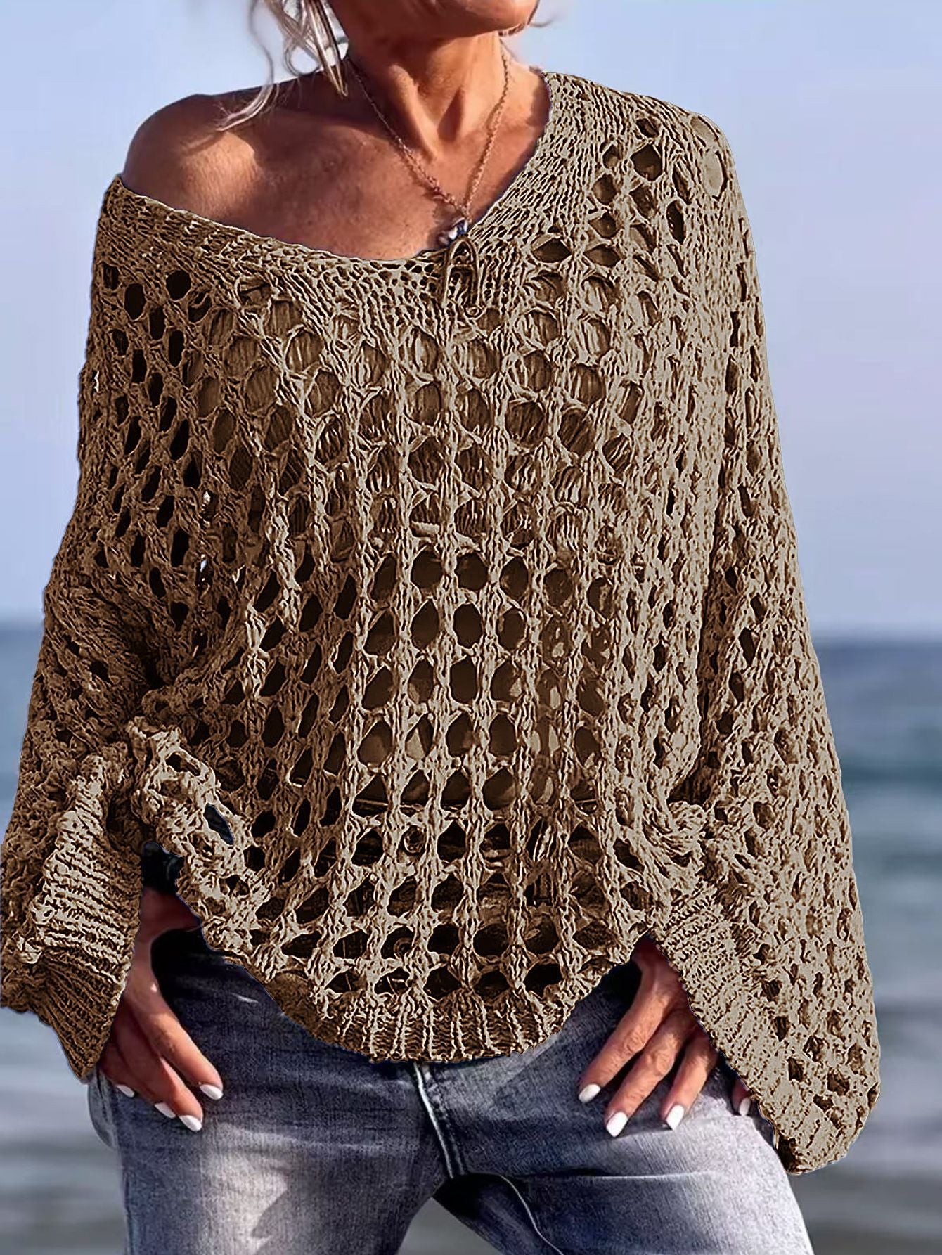 Sexy openwork knitted vacation knitwear