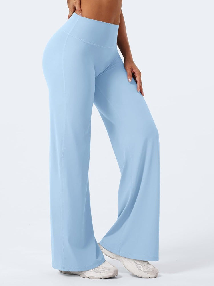 Yoga wide-leg pants, cropped high-waisted, loose straight leg pants