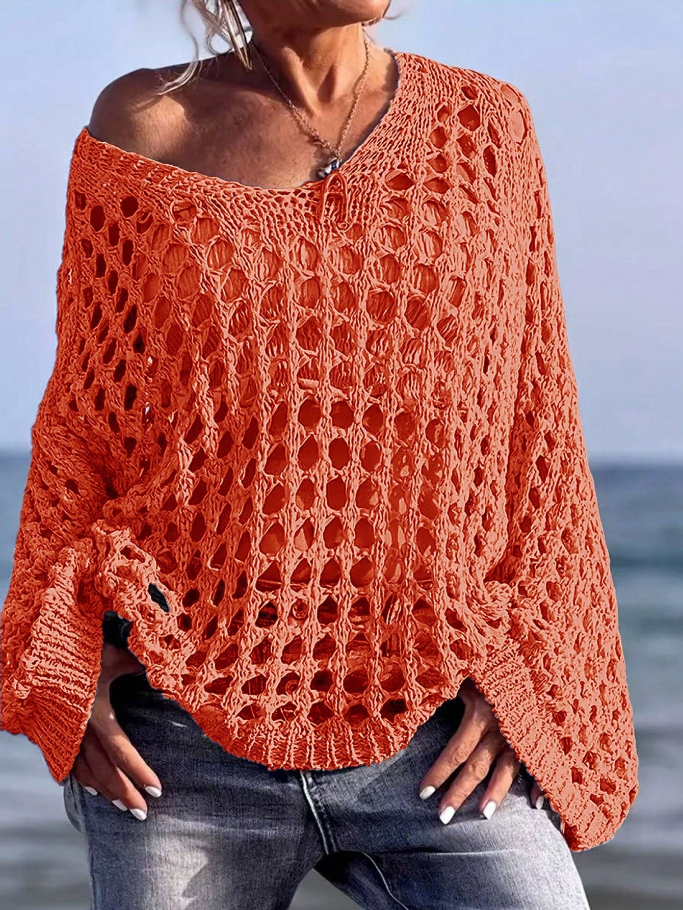 Sexy openwork knitted vacation knitwear