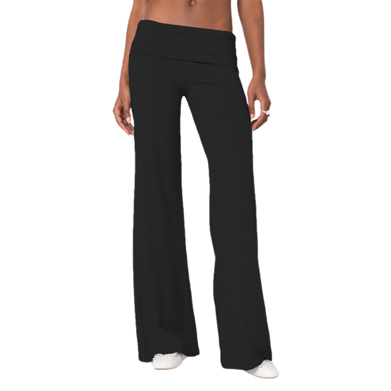 Casual solid color slim fit trousers