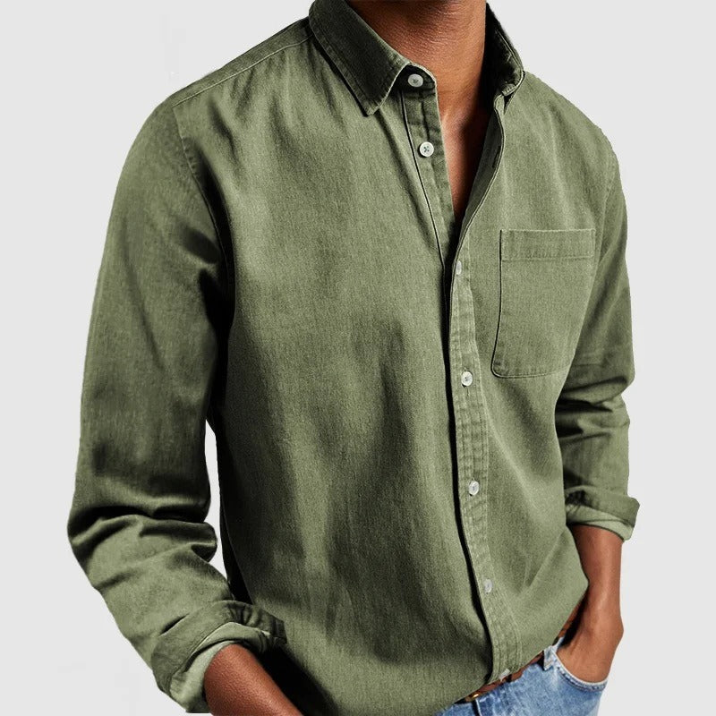 New men's long-sleeved collared shirt