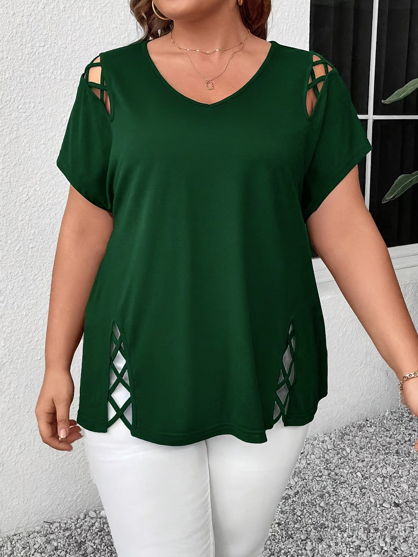 Summer Sexy V-neck Crossover Short-sleeved T-shirt