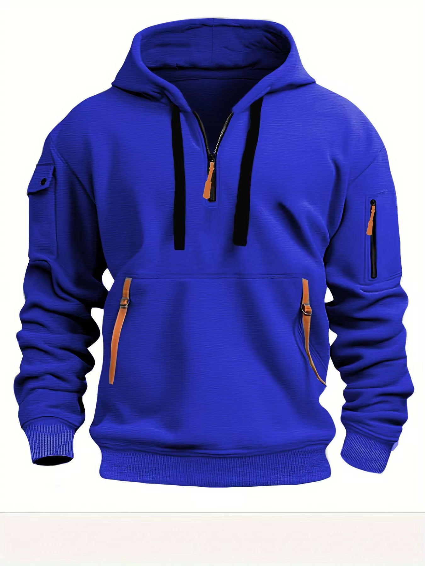 Zippered Multi-Pocket Sports Hoodie