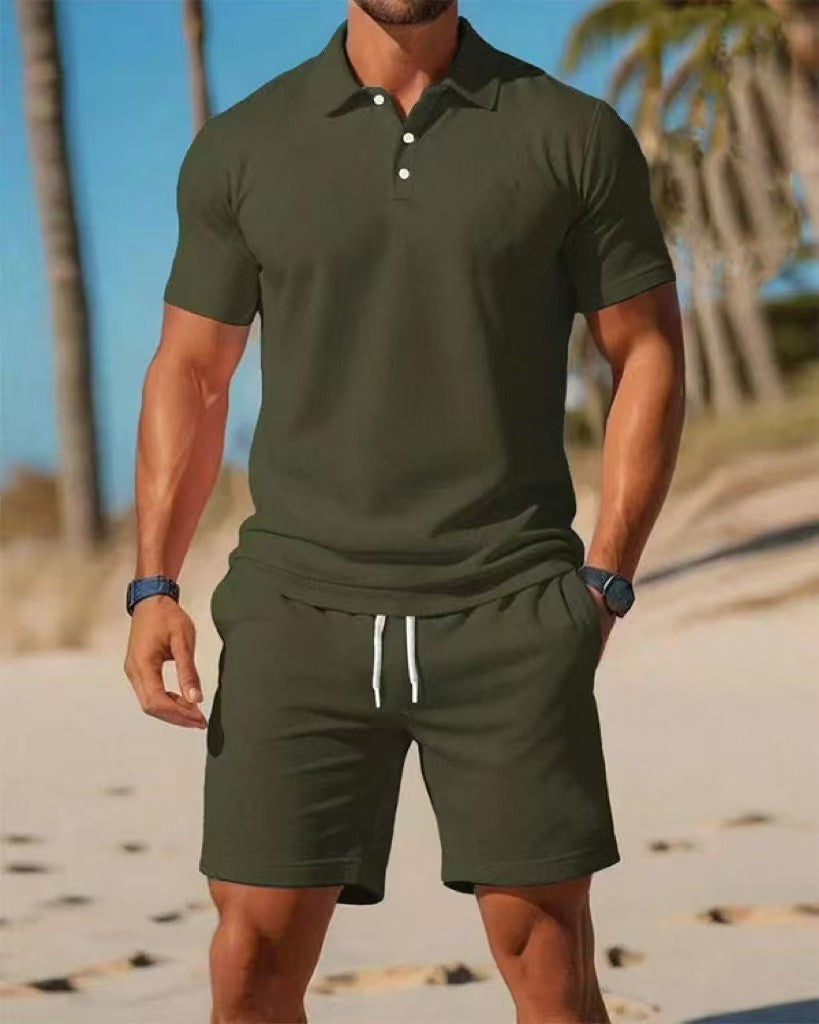 Casual sports solid color two-piece set
