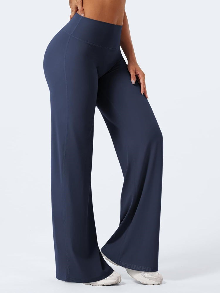 Yoga wide-leg pants, cropped high-waisted, loose straight leg pants