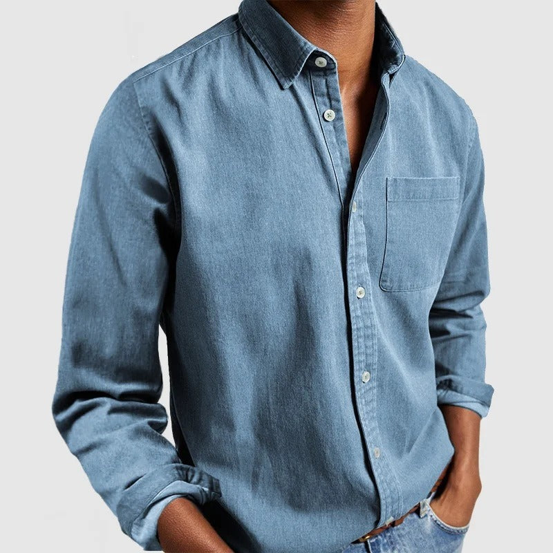 New men's long-sleeved collared shirt