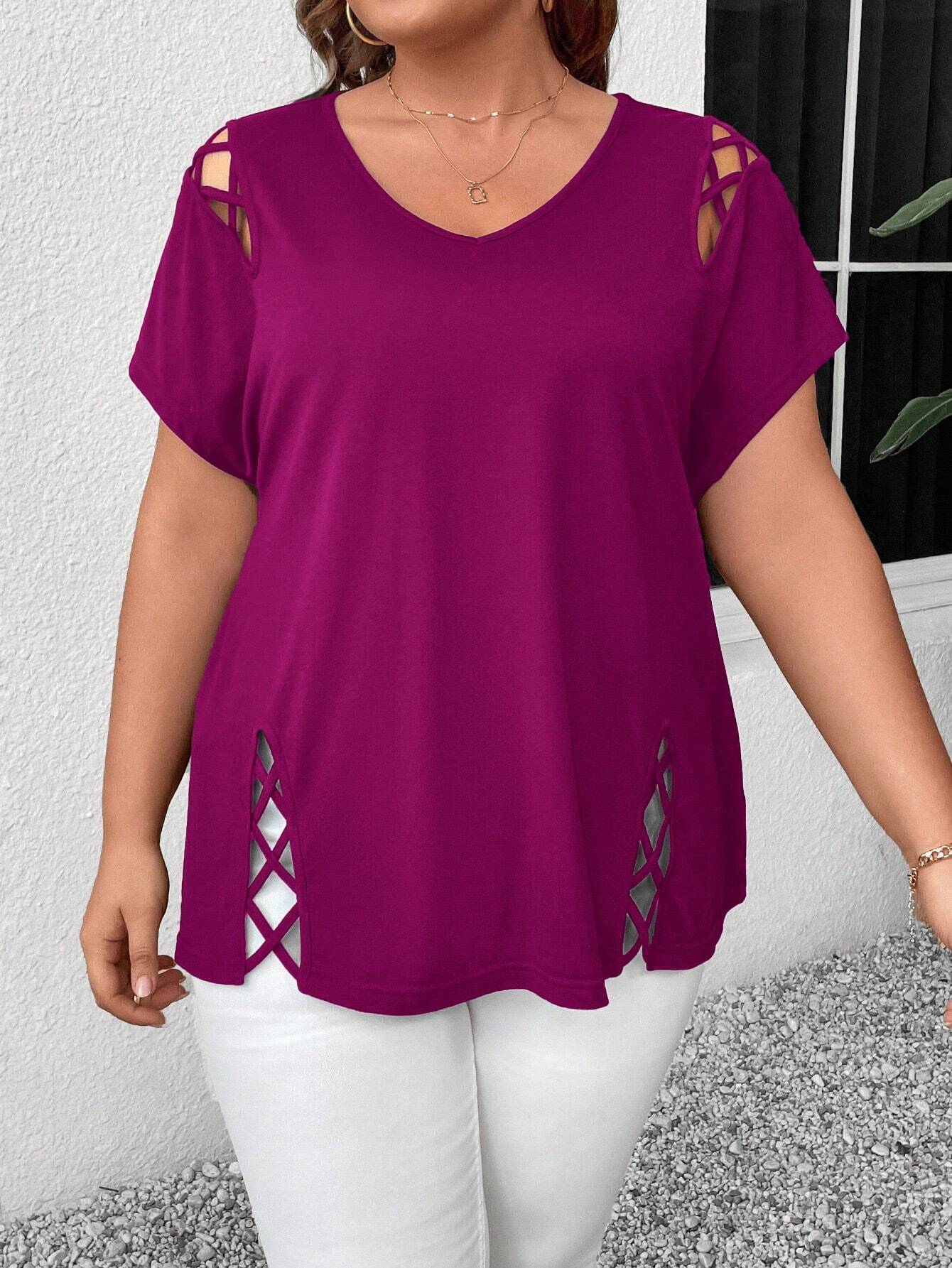 Summer Sexy V-neck Crossover Short-sleeved T-shirt