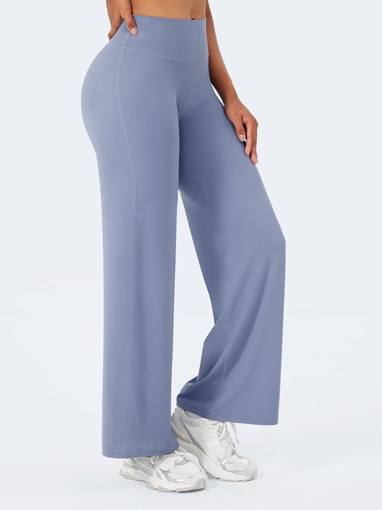 Yoga wide-leg pants, cropped high-waisted, loose straight leg pants