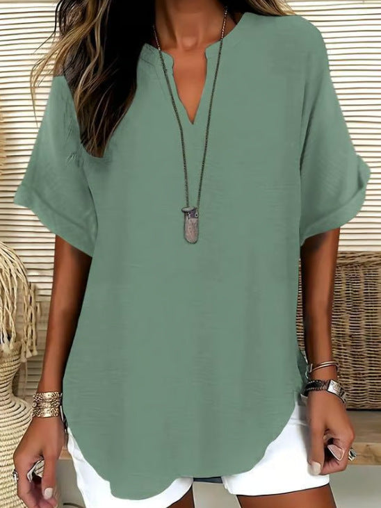 Fashion V-neck short sleeves