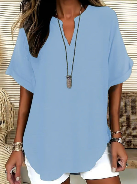 Fashion V-neck short sleeves